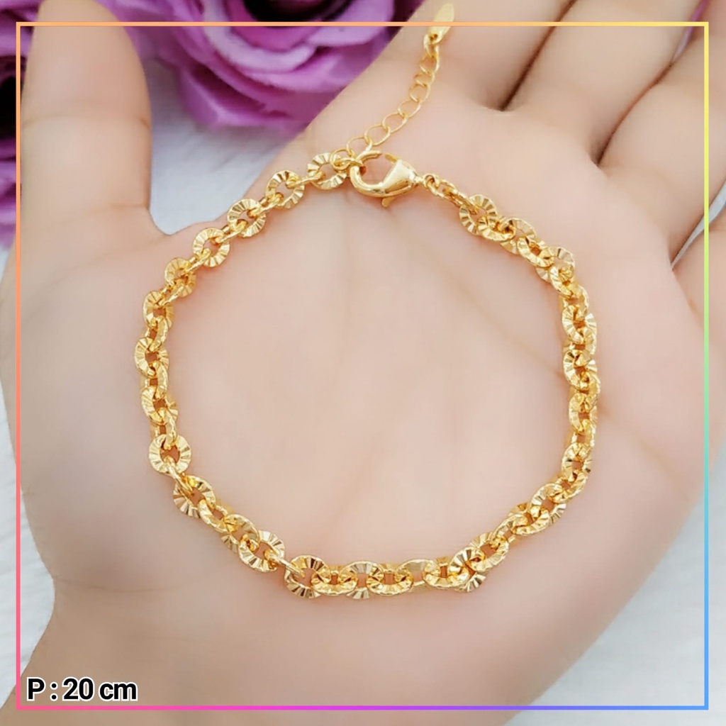 Gelang xuping gelang dewasa rantai polos simple perhiasan lapis emas GL 300