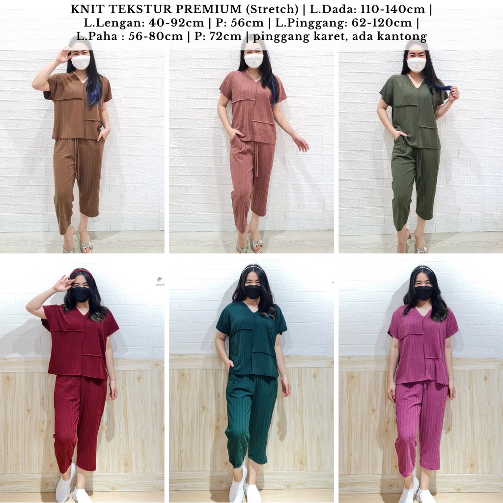 ready 4261 samantha knit one set polos rib stelan rajut premium