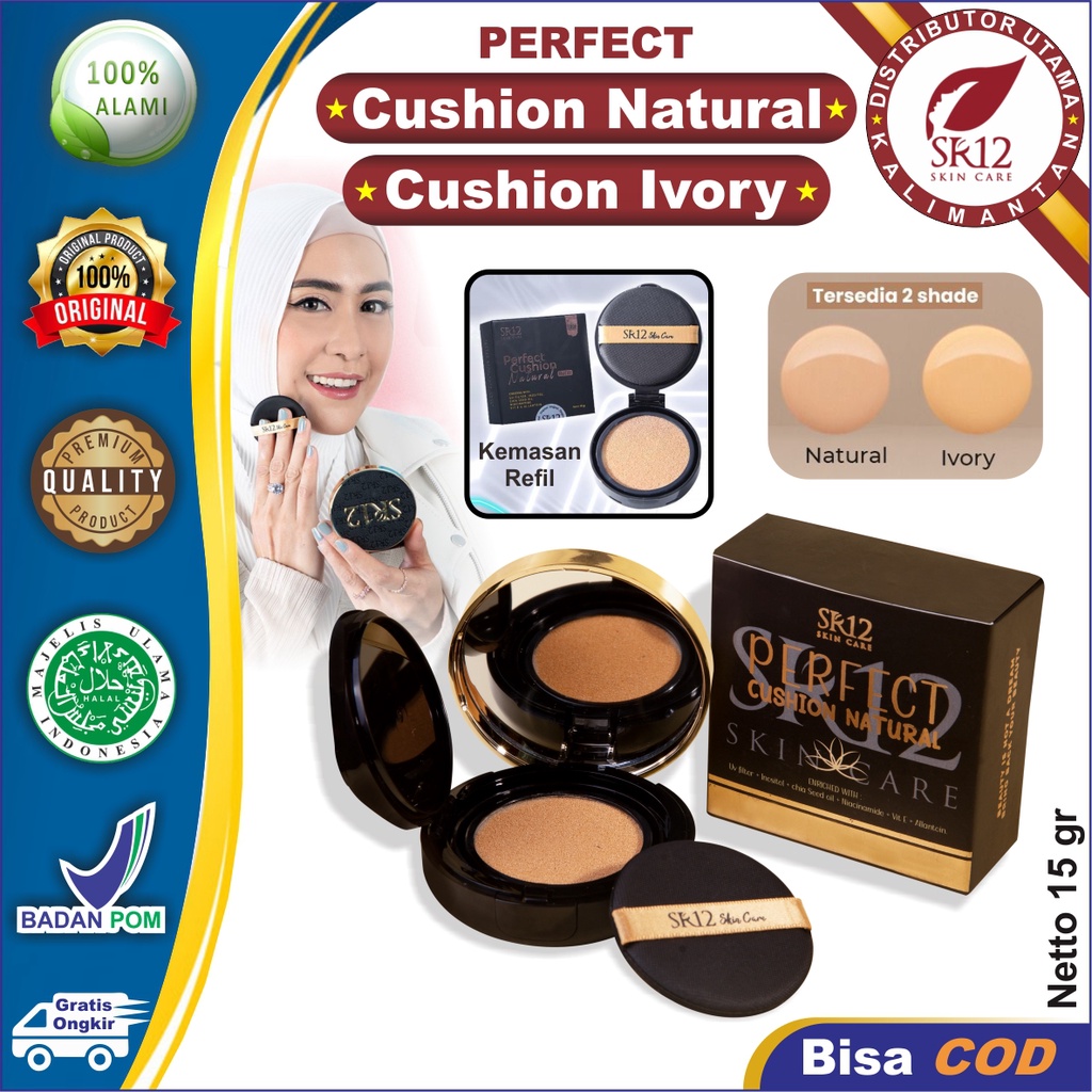 Cushion SR12 / Perfect Cushion SR12 Skincare / Cushion Ivory / Cushion Natural / Cushion Refill / Make Up Wajah / Kosmetik Wajah / Foundation Wajah / Make Over / Bedak SR12 / BB &amp; CC Cream / Bedak Wajah / Full Coverage / Cushion / SR12 Skincare Herbal