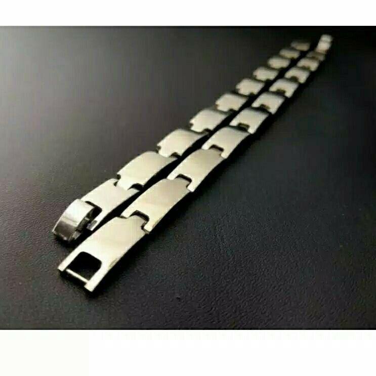 Diskon Istimewa Gelang pria keren model plat baja putih anti karat selamanya