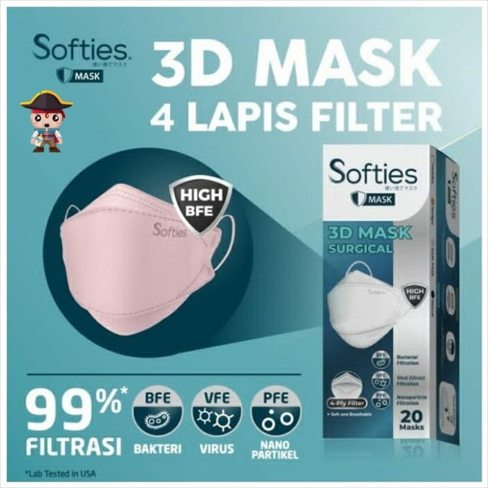Softies 3D Surgical Mask - Pink