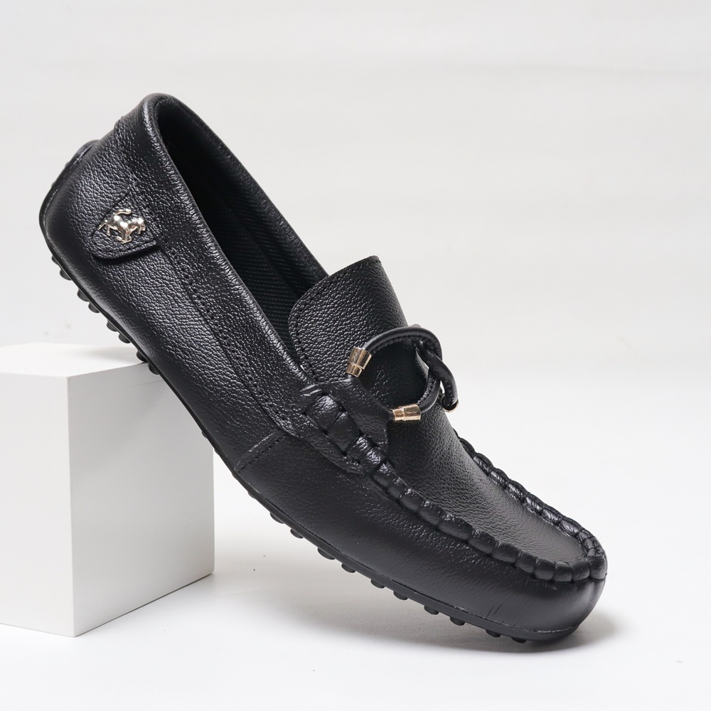 Sepatu pria slip On ferrari Kulit Sapi Asli formal semi formal PREMIUM quality hitam
