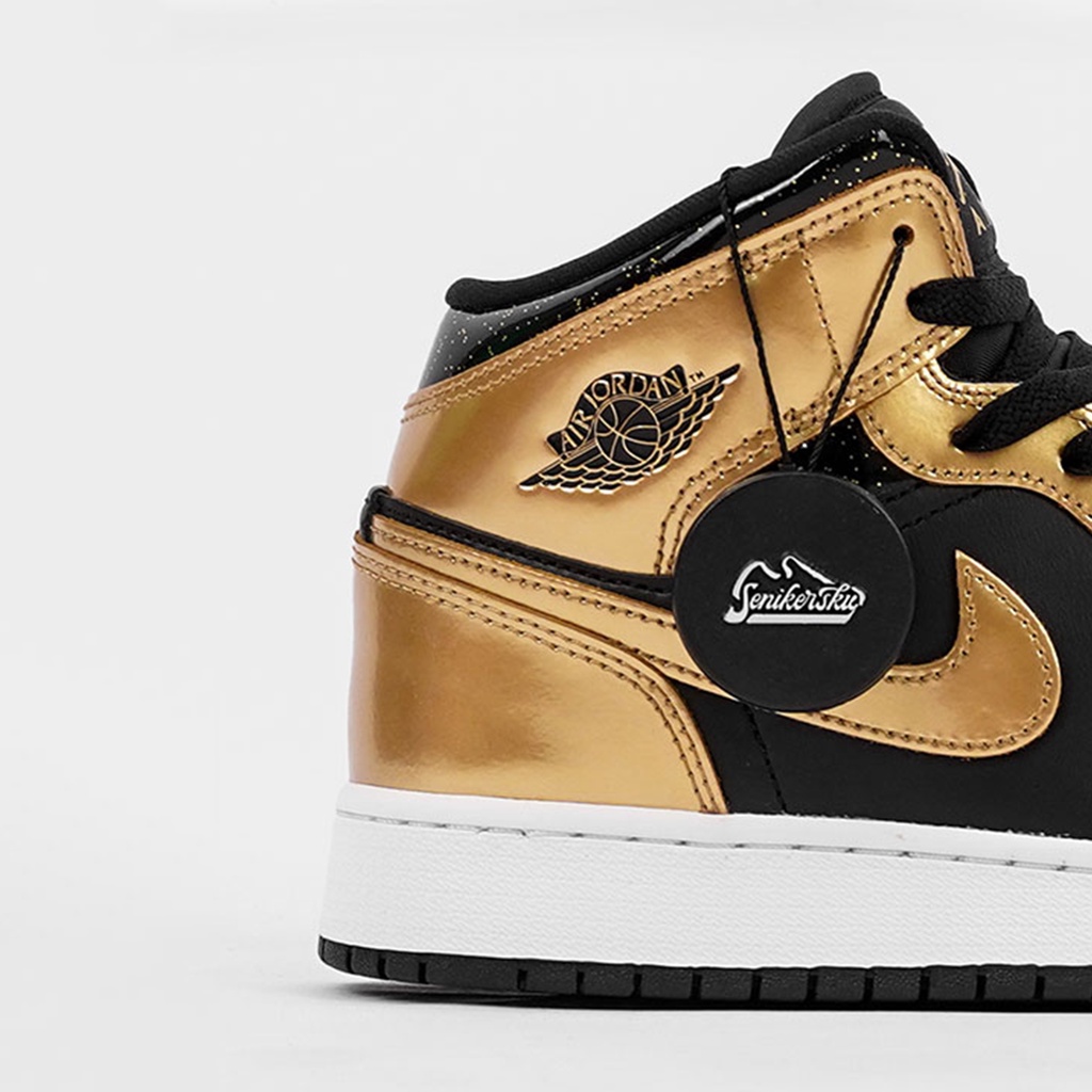 Air Jordan 1 Mid Black Metallic Gold GS