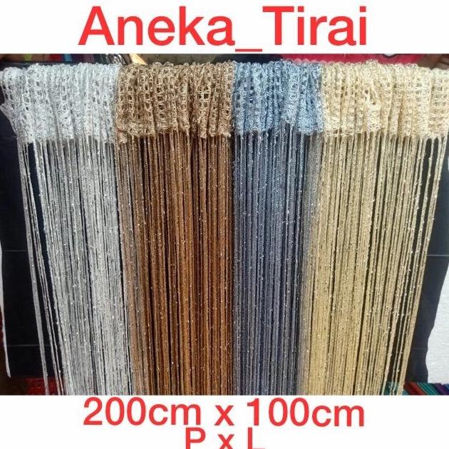 TERBARU Tirai benang gliter 2x1M/tirai benang putih gold hitam silver/dekorasi /GORDEN JENDELA/GORDE