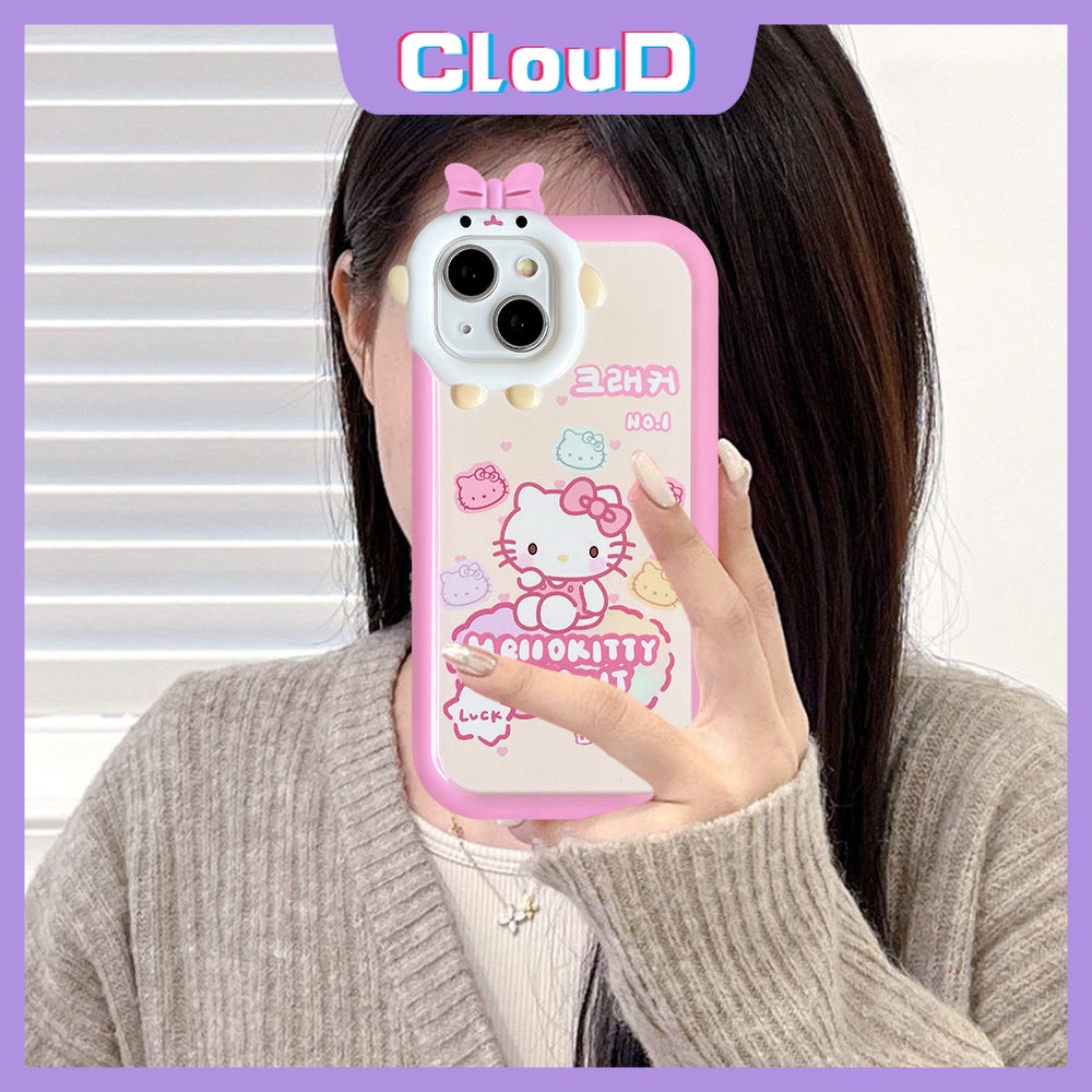Lovely Kartun Hello Kitty Soft Case Realme C35 C12 C33 C30 C31 C25s C21Y C17 C3 C25 C11 C25Y C15 C21 C2 Realme 7i 6i 8 9 9Pro+8i 9i 7 8Pro 5i 5s 5 3D Bow Monster Lens Cover