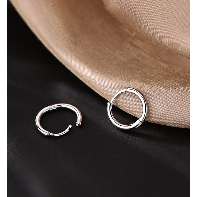 Korea Y2K Anting Perak Wanita Hypoallergenic Elegan Golden Hoop Earring Perhiasan Aksesoris