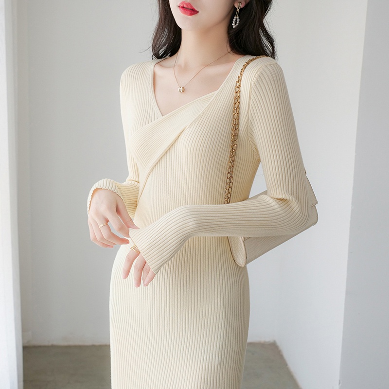 【Elegant】Bodycon Long Sleeve Knitted  Mini  Dress  2306