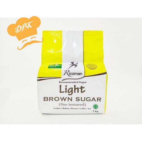 

ricoman light brown sugar 1kg gula soft utk baking dan minuman LBS
