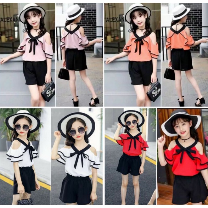 MGC st Child V neck setelan baju anak perempuan all size fit 3-5 th 340