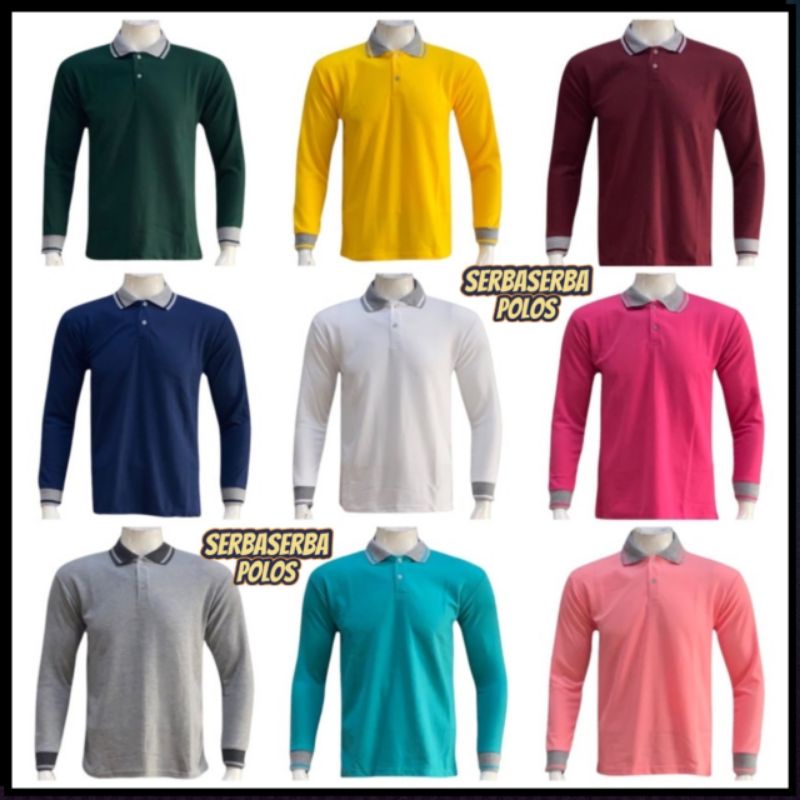 KAOS KERAH LENGAN PANJANG PRIA/WANITA BAJU BERKERAH TANGAN PANJANG