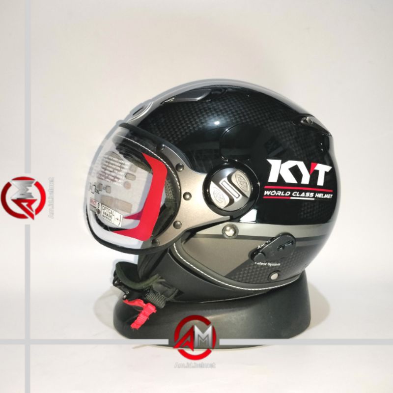 HELM KYT ELSICO #3 BLACK GUNMETAL CARBON GLOSSY KYT HALF FACE