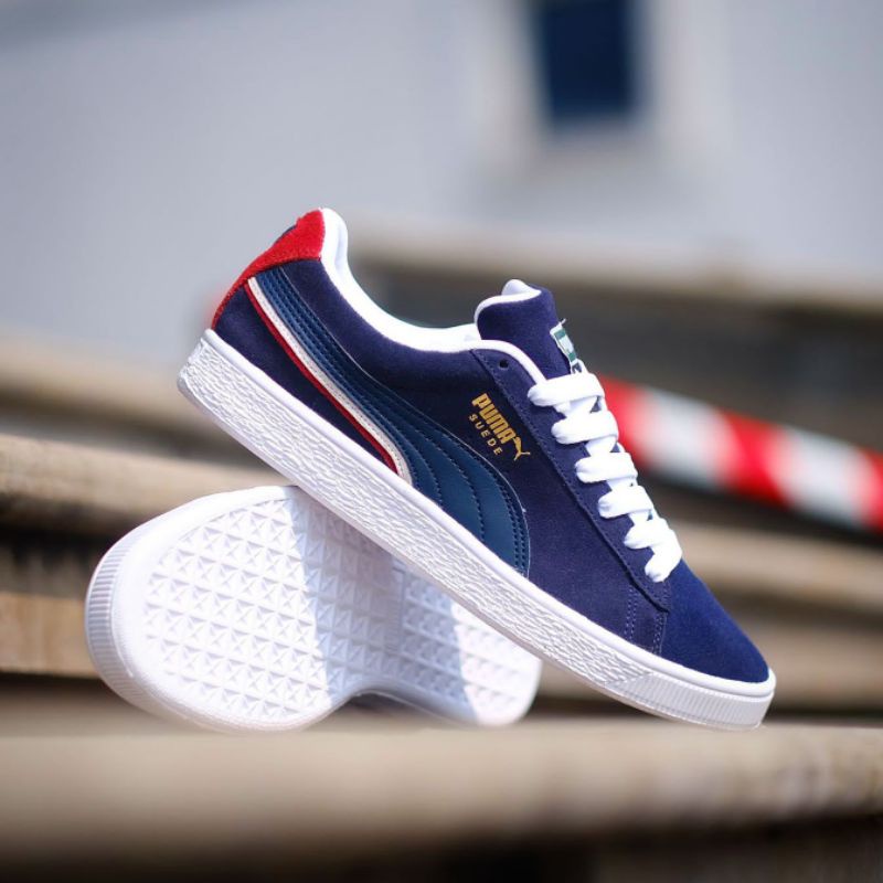 SEPATU PM SUEDE TRIPLEX NAVY WHITE ORIGINAL OEM SNEAKERS PRIA