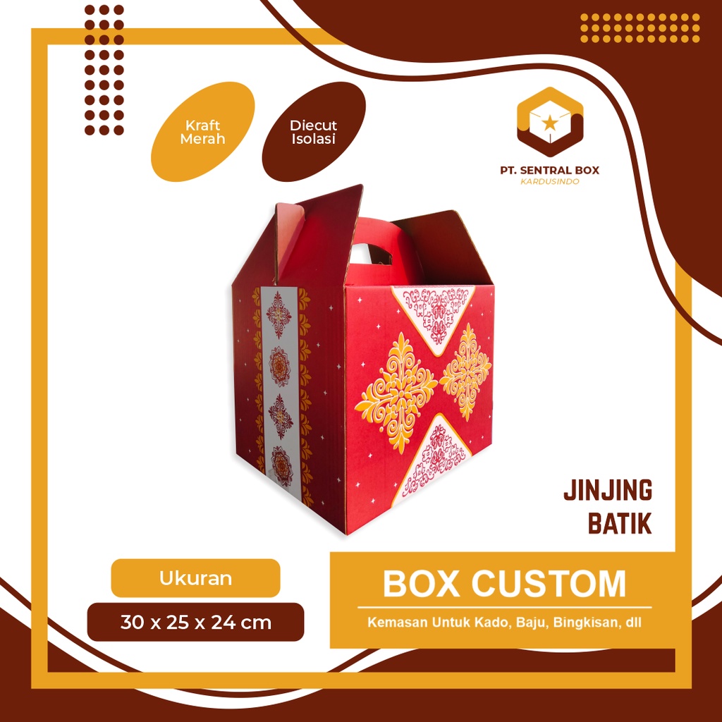

Box Jinjing Parcel Batik MERAH - 30 x 25 x 24 cm parcel/hampersbox/kotgakparcel/pindahan/àrcelbox/kotakbatal/kotakidulfitri/packing/karton