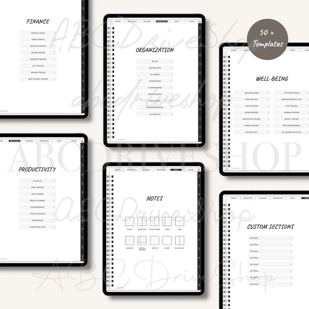 Digital Planner - Undated Portrait Digital Planner + BONUS STICKER