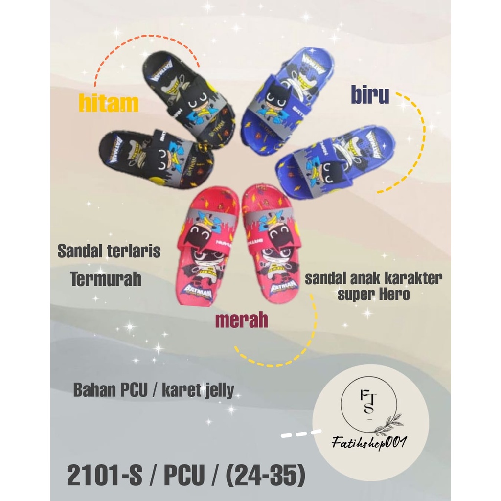 Sandal Slip On Selop Anak Laki-laki Batman Import 2101-S (24-35)