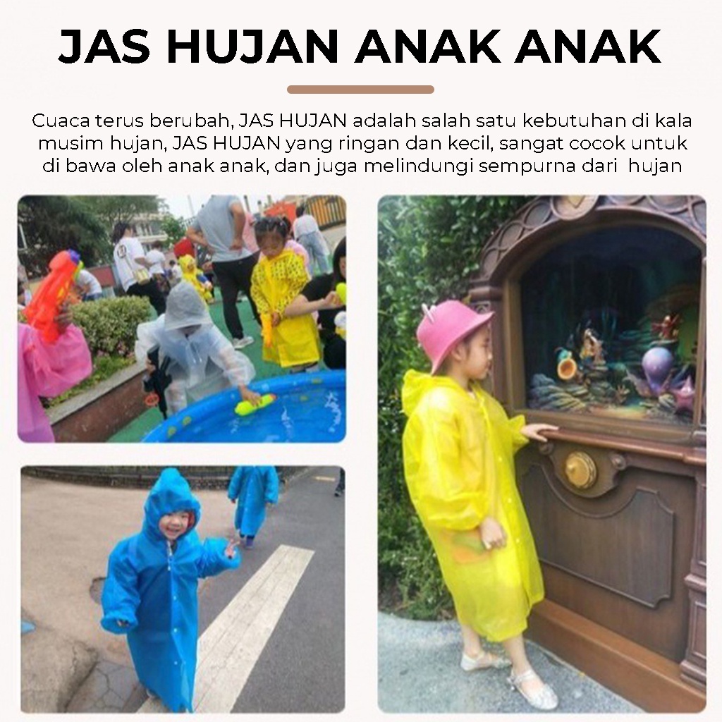 Mantel Hujan Anak Jas Hujan Polos Tebal Transparan Raincoat Anak Model Ponco Universal Laki Laki Perempuan Baju Pelindung Penutup Badan Anak Saat Hujan Di Perjalanan Jas Ujan Korea | GROSIRXPRESS