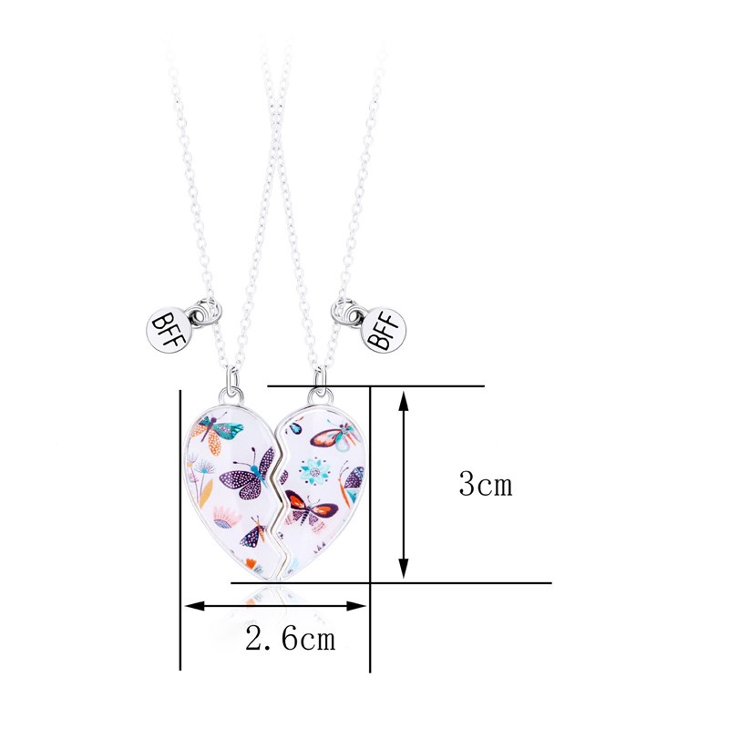 2 Pcs/Set Fashion Kartun Lucu Sahabat Cinta Pasangan Liontin Kalung Patah Hati BFF Teman Baik Persahabatan Perhiasan