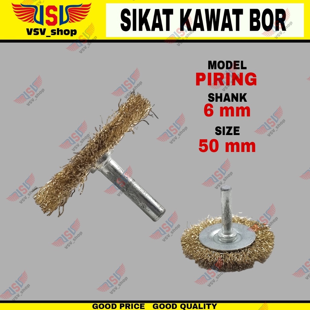 Mata Bor Sikat Kawat Piring Gagang 6mm Mesin Bor Penghilang Karat 38/50/65/75/100mm