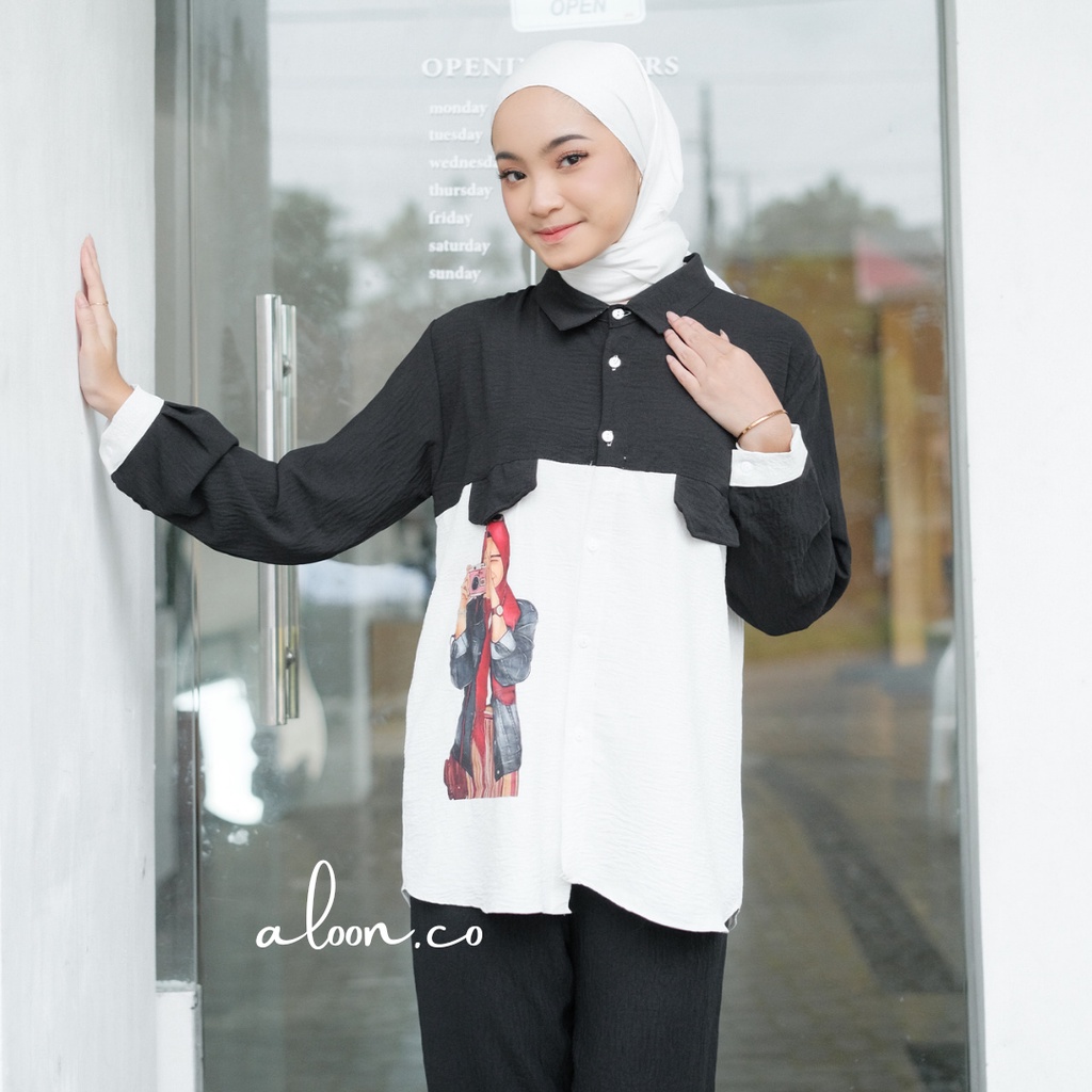 Leanor One Set Sablon Bahan Crinkle Airflow Busui Friendly – One Set Wanita Korean Style