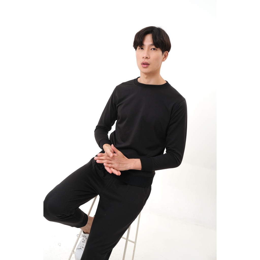 SANVANINA Sweater Crewneck Black Unisex | Sweatshirt Polos Hitam C-01A