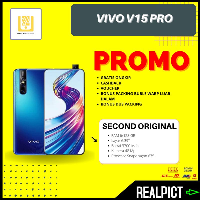 Handphone Vivo V15 Pro Original Kamera Cantik Pop Up Bekas Second Nominus Siap Pakai Eks Resmi IMEI 