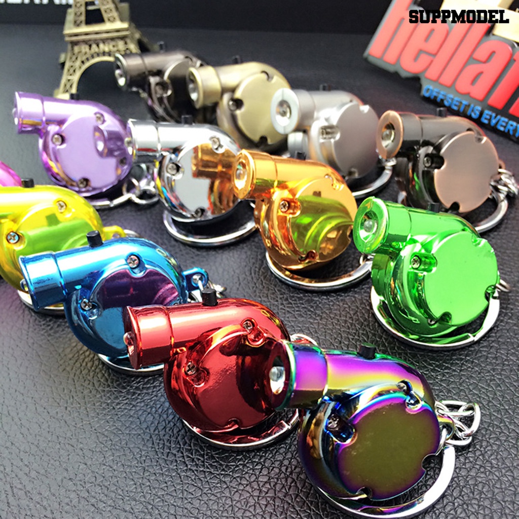 [Auto] Gantungan Kunci Lampu LED Bentuk Turbo Dapat Berputar Turbocharger Keychain Berputar Aksesoris Untuk Kunci