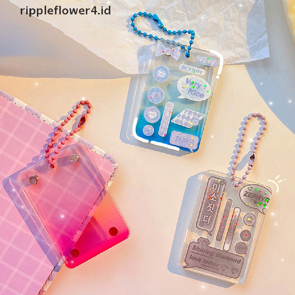 {rippleflower4.id} Ins New Gantungan Kunci DIY Photocard Card Holder Case Bear Korea Bingkai Foto Akrilik Idol Bintang Chasing Liontin 2022alat Tulis~