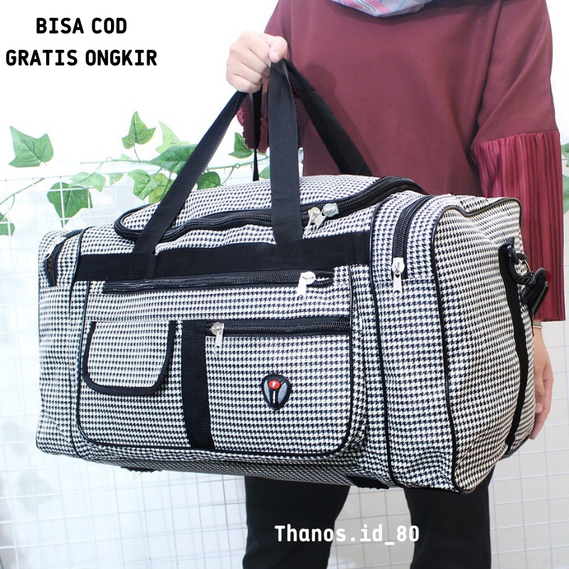 Thanos.id80 - Tas Travel Bag Untuk Mudik Tas Pakaian Besar Travel Bag Jumbo Tas Besar Motif Kotak Ko