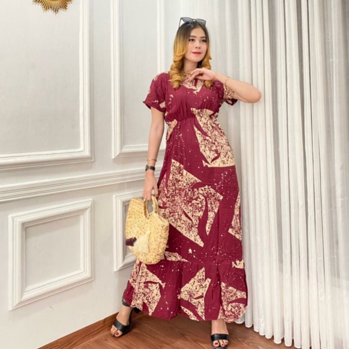 Samisha Dress Wanita Terbaru Bahan Rayon Motif Kekinian