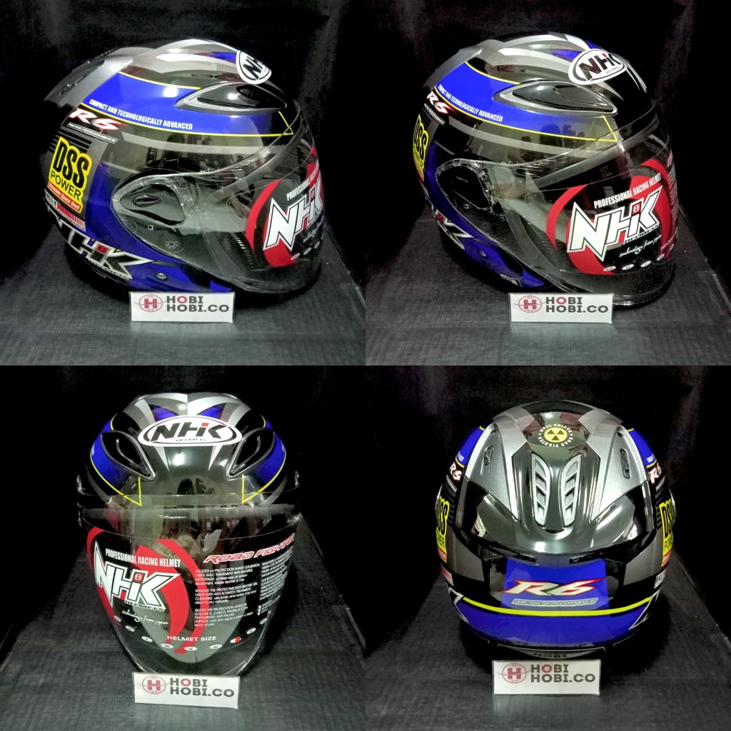 Helm NHK R6 Rally Black Blue Hitam Biru