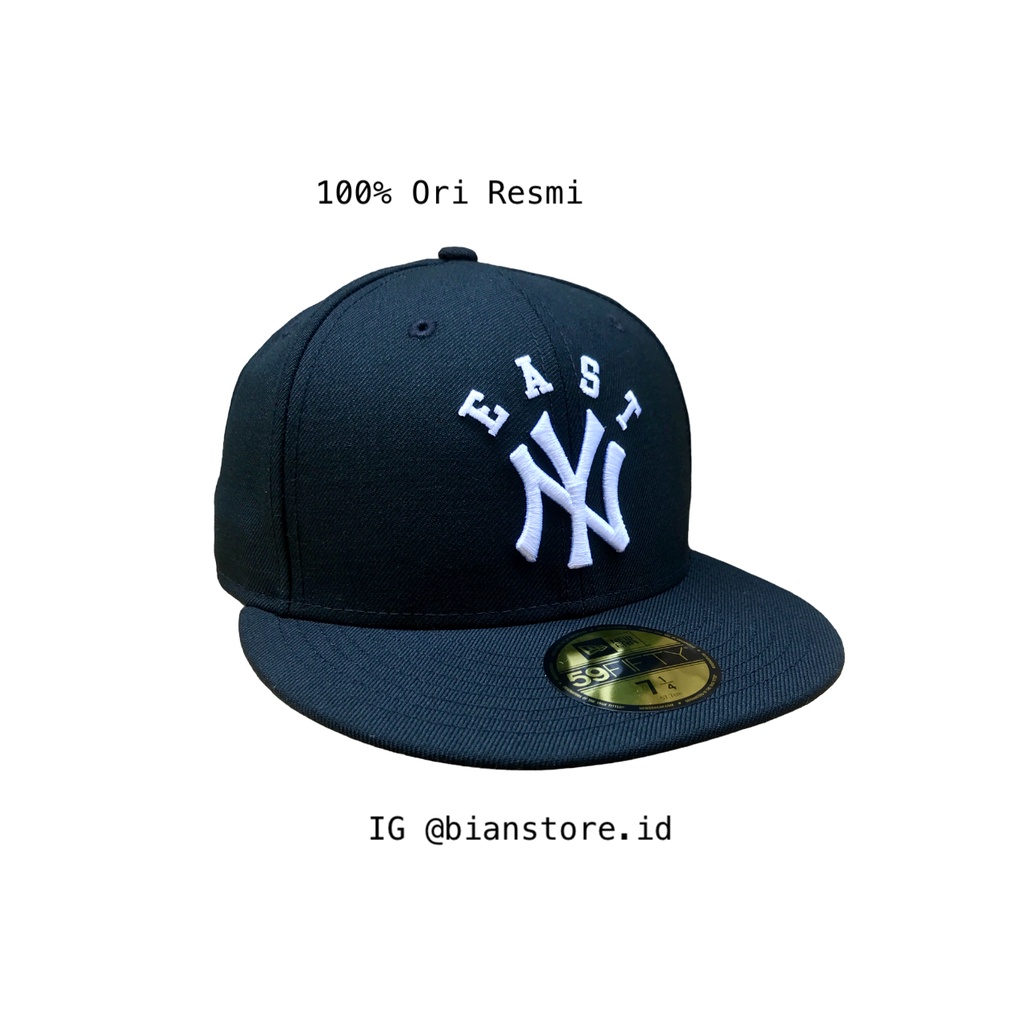 Topi New Era 59Fifty Fitted MLB East West New York Yankees Black Cap 100% Original Resmi