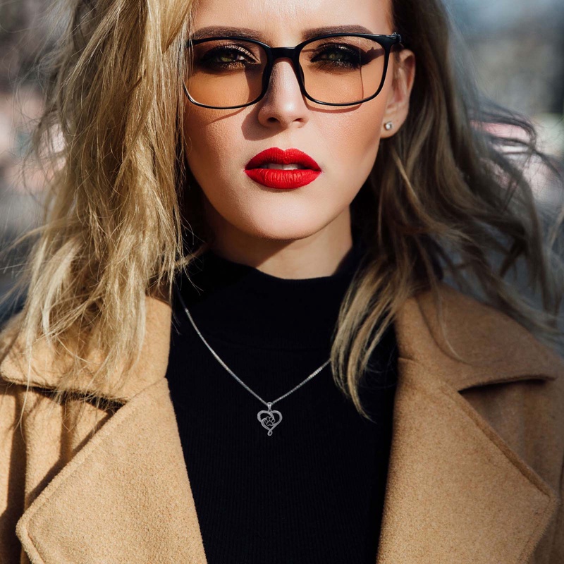 Kalung Hati Jejak Kaki Anjing Hitam Untuk Wanita Rantai Kotak Lucu Liontin Kalung Pesta Ulang Tahun Hadiah Pernyataan Perhiasan