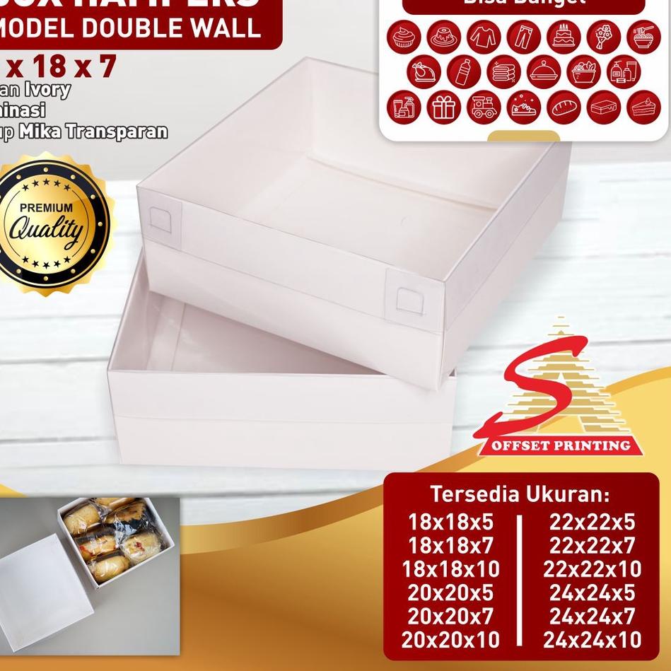 

SALE TERBAIK 18 x 18 x 7 Box Hampers tutup mika/box dus kemasan Pudding/Spiku/Marmer cake/cake/lapis legit