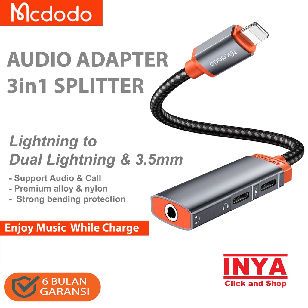 AUDIO ADAPTER 3in1 LIGHTNING DIGITAL MCDODO CA-0950 - Output Dual Lightning &amp; DC3.5