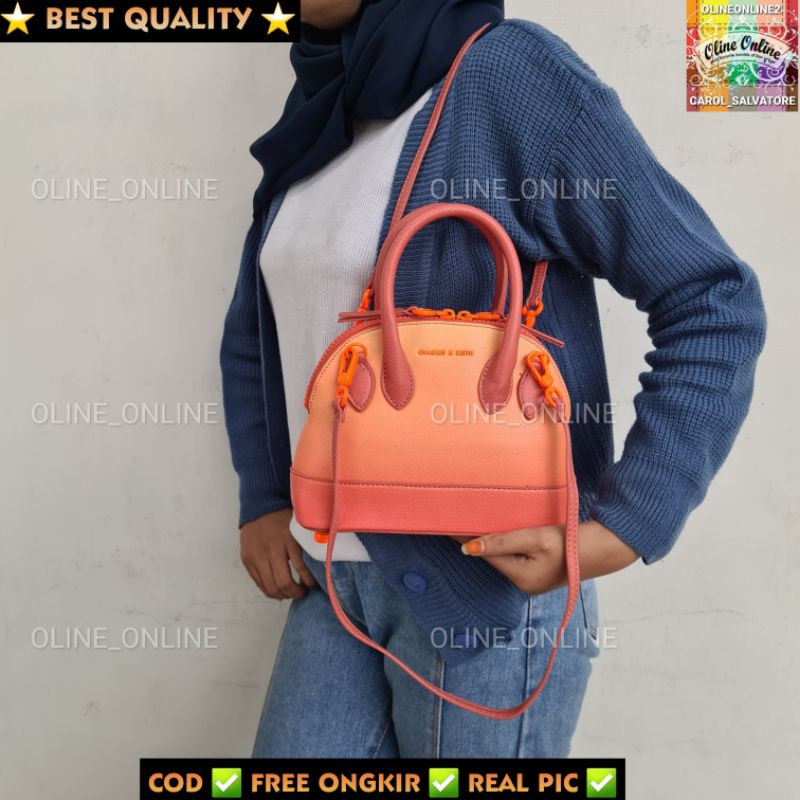 [oline_online] 12.22 tas harmonee gradasi colorful orange sunset holographic pink beige cream green blue harmoni ck harmony dome satchel small mini size bag shoulder bag