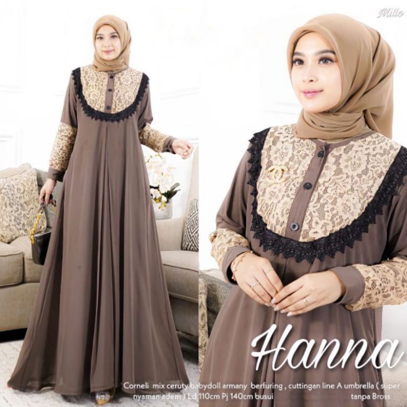 DRESS MUSLIM, Fashion Muslim, baju wanita, dress, gamis, Baju gamis, fashion wanita, Hanna Dress