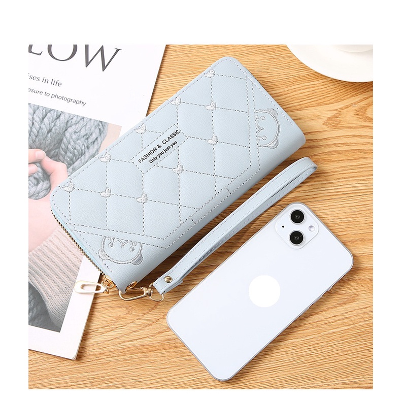 Dompet Panjang Wanita Zipper Fashion Korea Simple Dompet Clutch Cewek 1 Resleting PU Multifungsi Azgalery D81