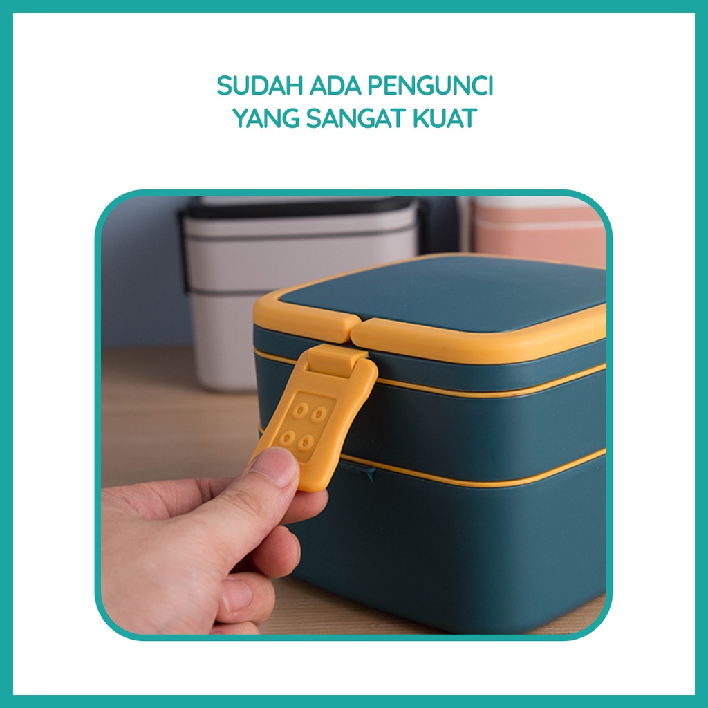 Kotak Makan Siang Portable Dua Lapis / Lunch Box 2 Lapis / Kotak Makan Bento 2 Lapis / Kotak Makan Portable 2 Lapis