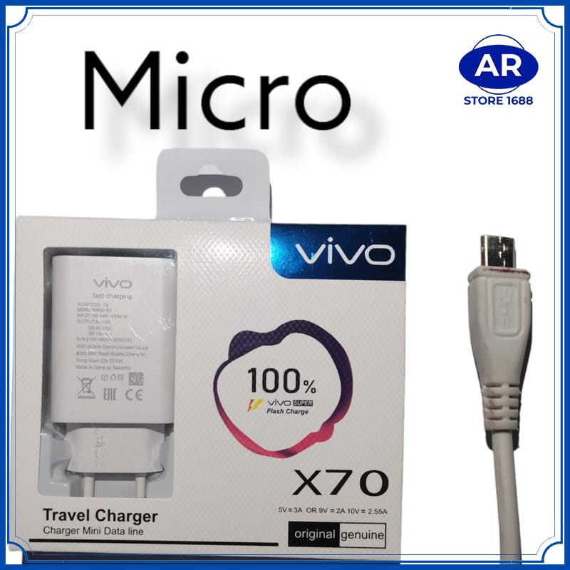 AR-TC ORI VIVO X27 SUPER FAST CHARGING | CASAN TRAVEL CHARGER V17 PRO 10V-2.25A V8/MICRO USB/TYPE C