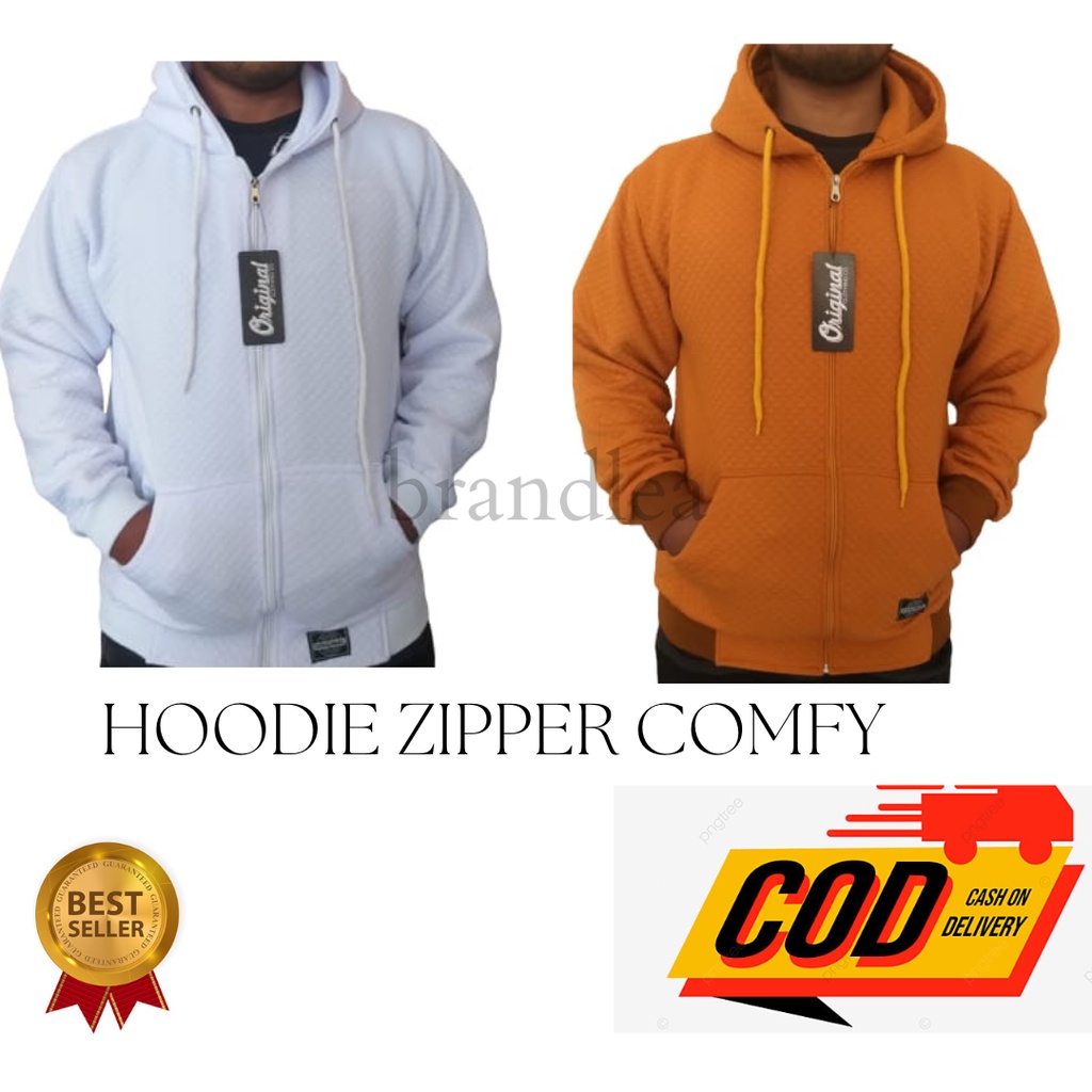 Sweater Hoodie Zipper Diamond Knitt Jaket Pria Comfy