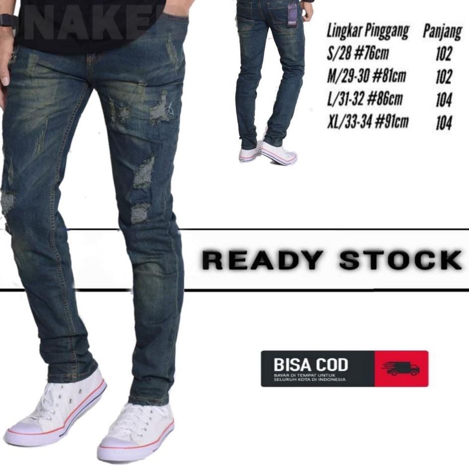 Chekout Celana Levis JEANS - S,M,L,XL,XXL - Biothing Hitam - Distro Ripped Hitam Panjang Jeans Robek