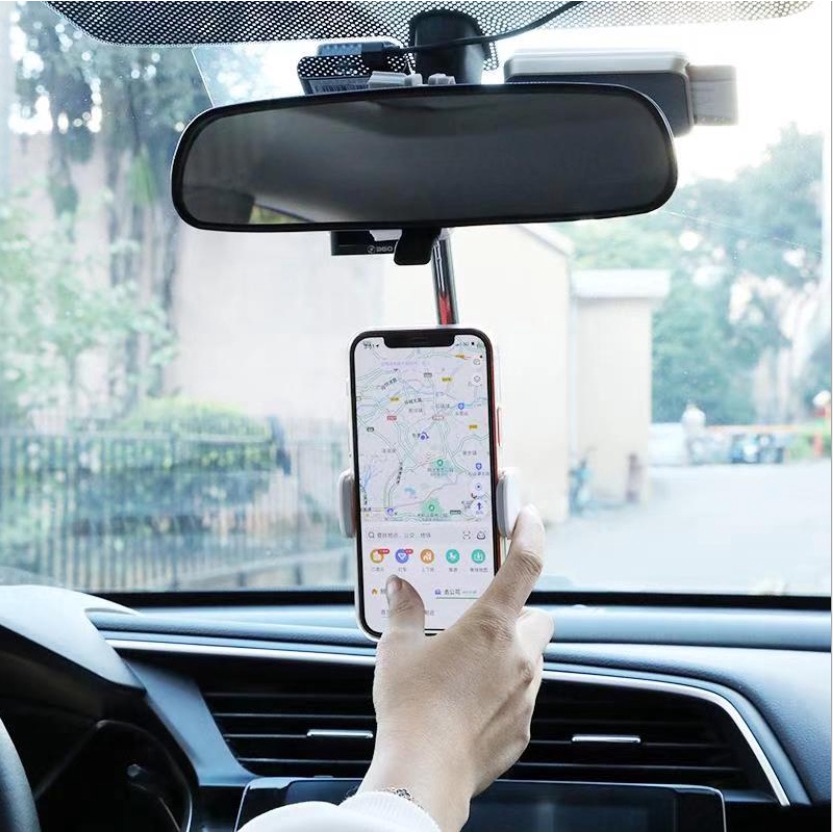 Holder Hp Gantung Mobil Jepit Spion Tengah Jok Mobil Putar 360 Derajat Car Phone Bracket