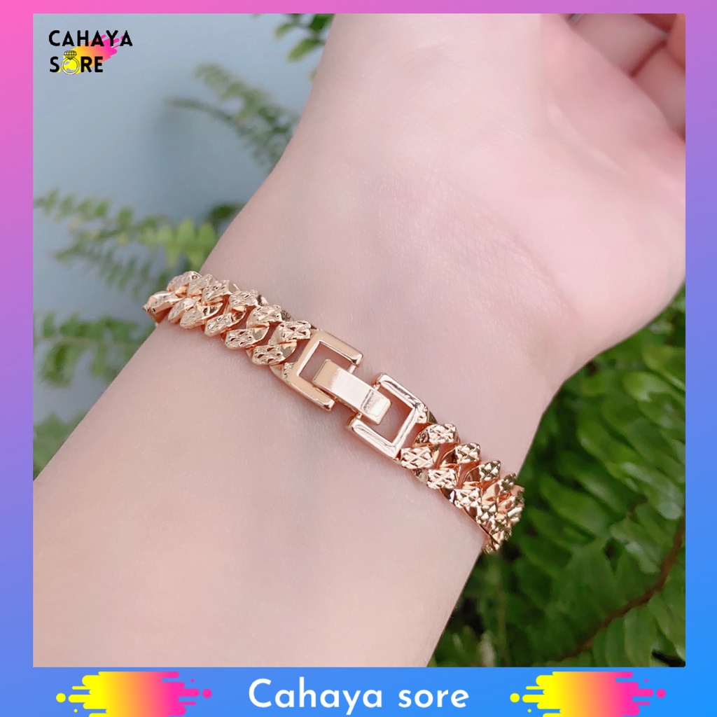 Gelang Xuping Gold Gelang Tangan Dewasa Rantai Permata HC Cantik G09