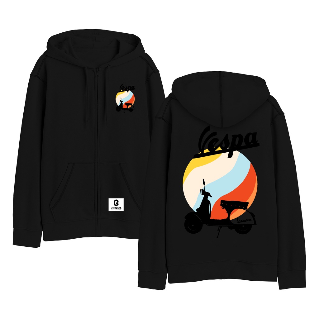 BRIGO X VESPA CLASIC Zipper Jumper Hoodie II Sweater Hoodie Resleting BRIGO X VESPS Sablon DTF Fleece Cotton IIM-XXL (Pria &amp; Wanita) Free stiker&amp;Gantungan Kunci