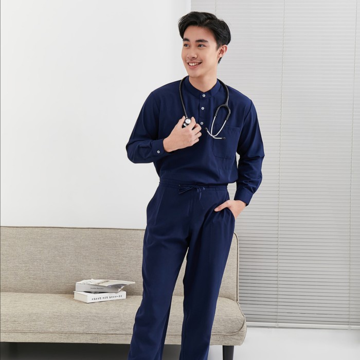 Baju Jaga MLS - NAVY Scrubs on Call Flowy Lengan Panjang