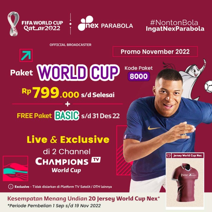 NEX PARABOLA PAKET WORLD CUP FREE PAKET BASIC