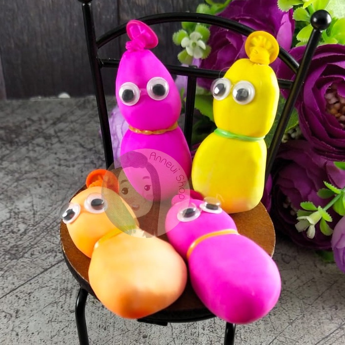 [2 pcs] Balon Pocong Boneka Tepung Mainan Larva Squishy Berbagai Bentuk Mainan Anak Edukatif Kreatif