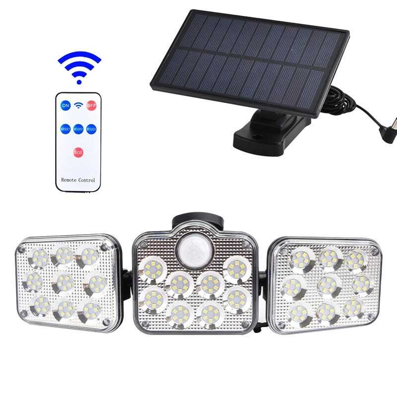 ( 100% BARANG ORI ) OOBEST Lampu Solar 138 LED Three Head Human Sensing Remote Control - JD-2858A