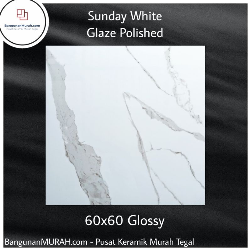 Valentino Gress Granit 60x60 Sunday White Glaze Polished Motif Marmer Mewah Minimalis (Tegal Brebes Pemalang Slawi)