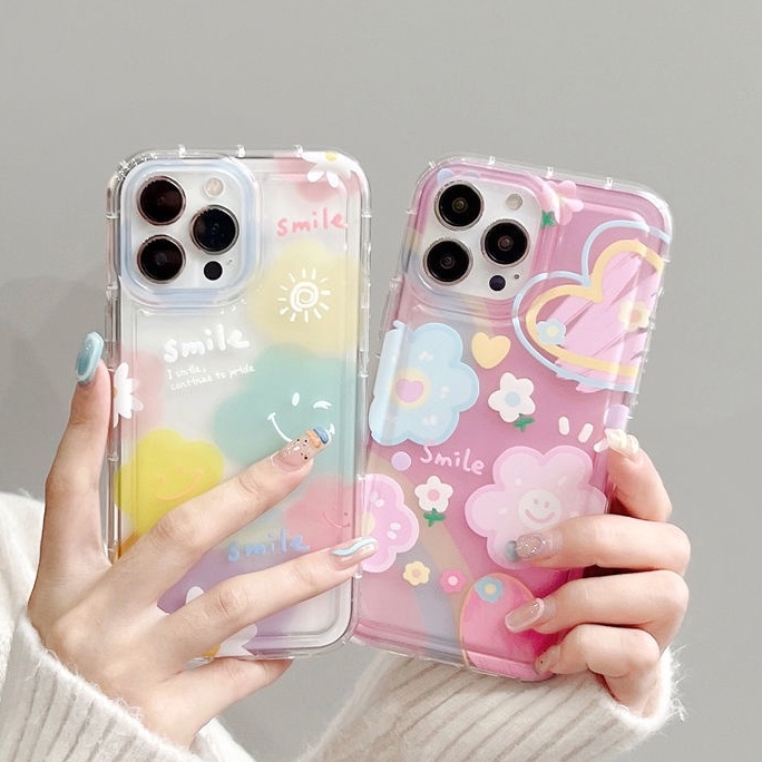 IPHONE Casing Love Flower Soft Transparan Kompatibel Untuk Iphone14 13 12 11 Pro XS Max Casing Ponsel Tahan Guncangan X XR 78 6 6S Plus Cover TPU